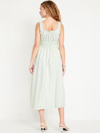 Waist-Defined Ruffled Midi Dress | Old Navy (US)