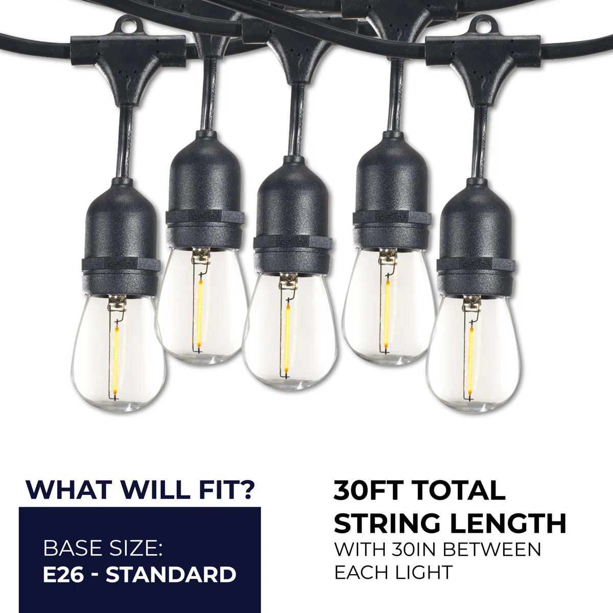 30-ft Outdoor 12 - Bulb Standard LED String Light (End to End Connectable) (Set of 2) | Wayfair North America