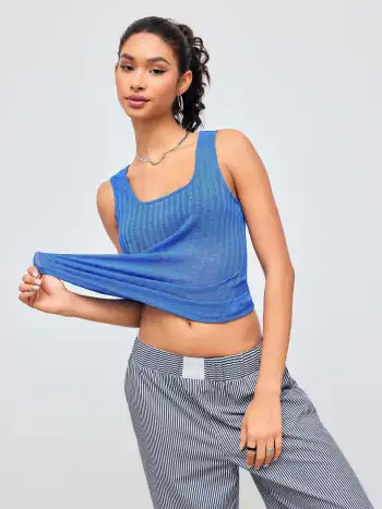 Woven High Rise Striped Wide Leg Trousers | Cider