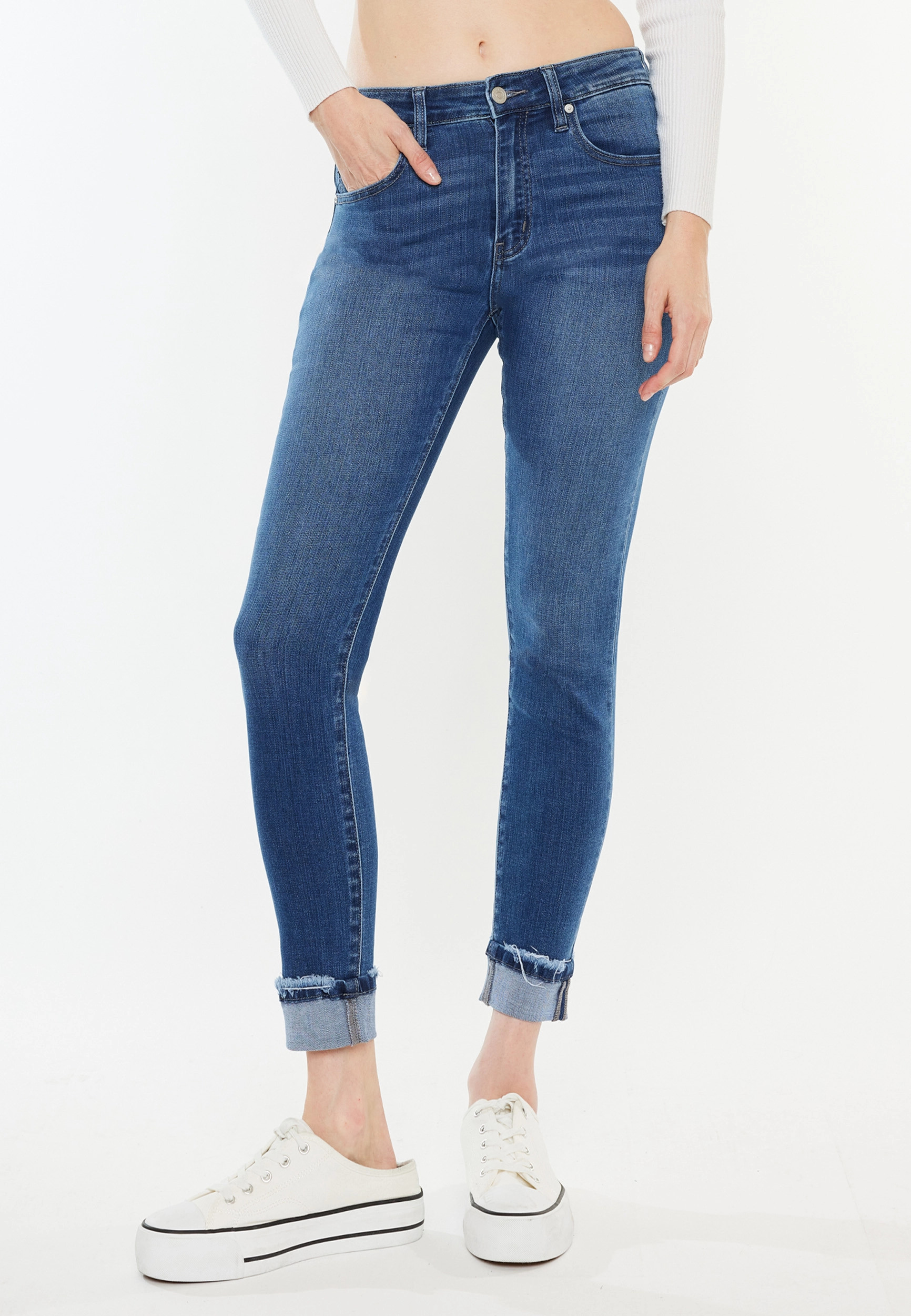 Kancan Kancan™ Women's High Rise Cuffed Skinny Ankle Jeans Blue Size 25 - Maurices | Maurices