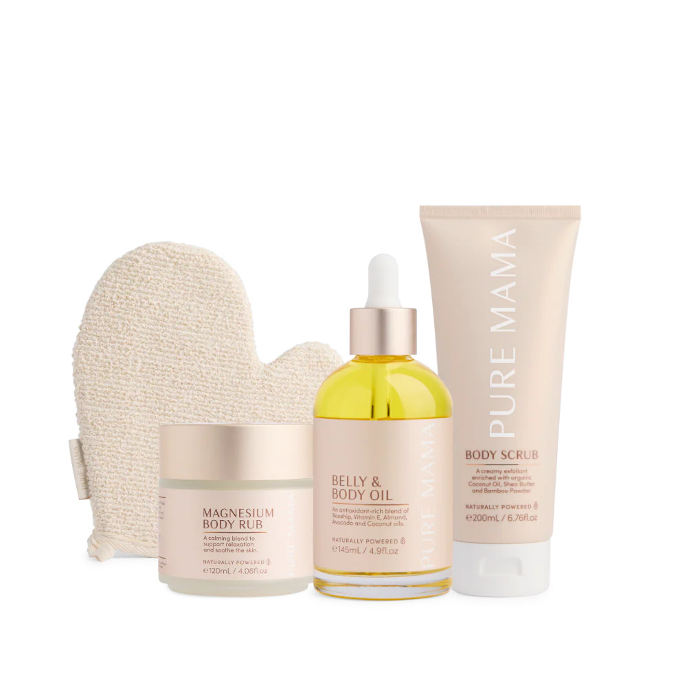 PREGNANCY CARE SET - FREE Body Scrub Mit & Keepsake Box | Pure Mama