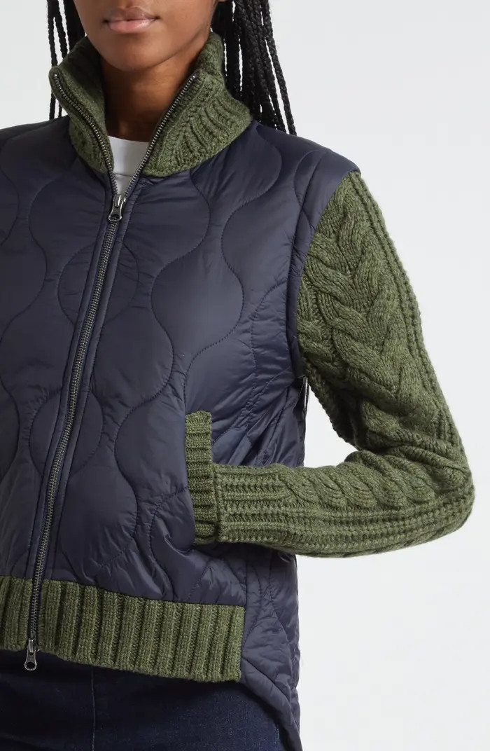 Patra Quilted Mixed Media Wool Blend Jacket | Nordstrom