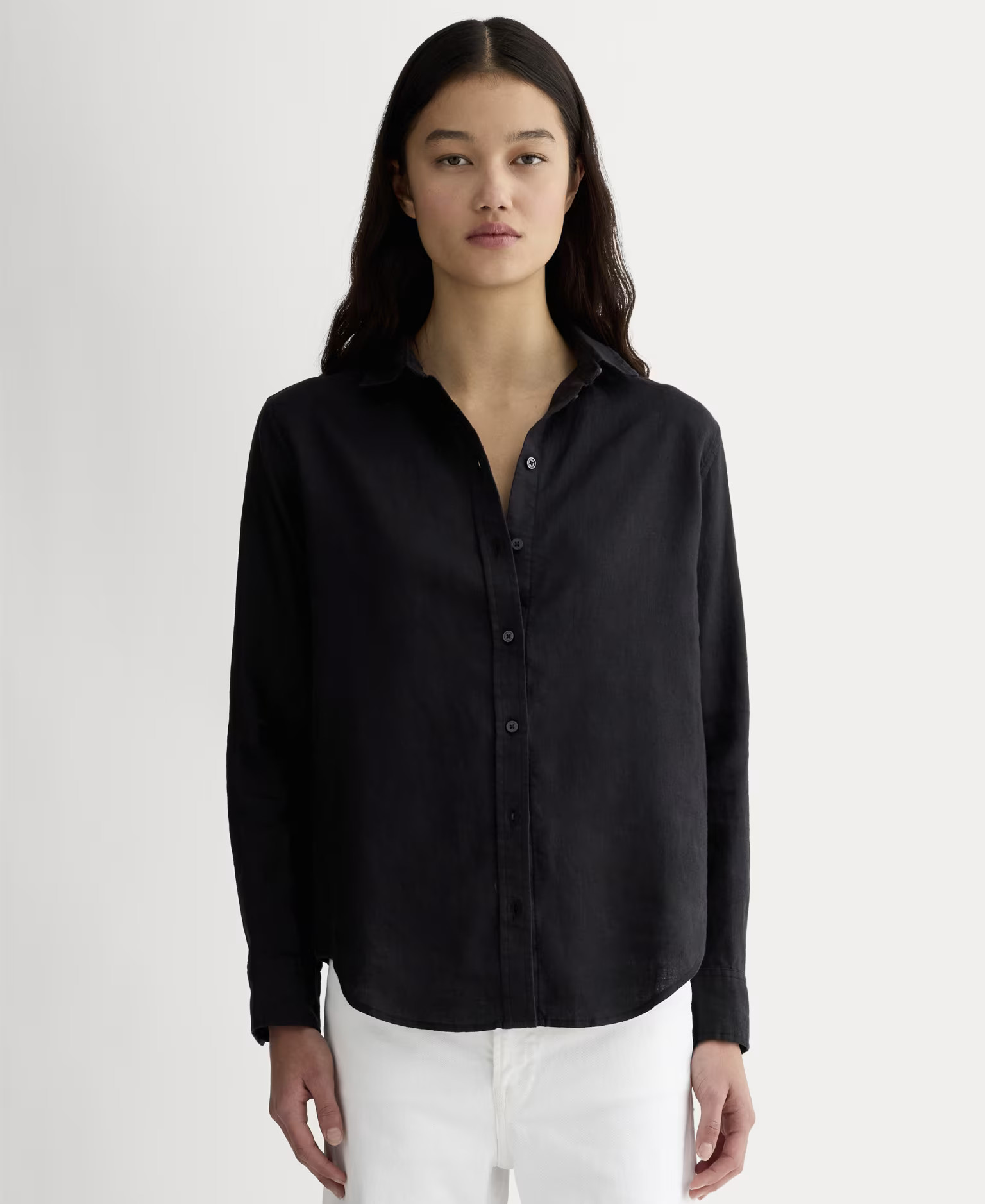 Women's Must-Have Shirt in Linen by Everlane in Black, Size 0 | Everlane