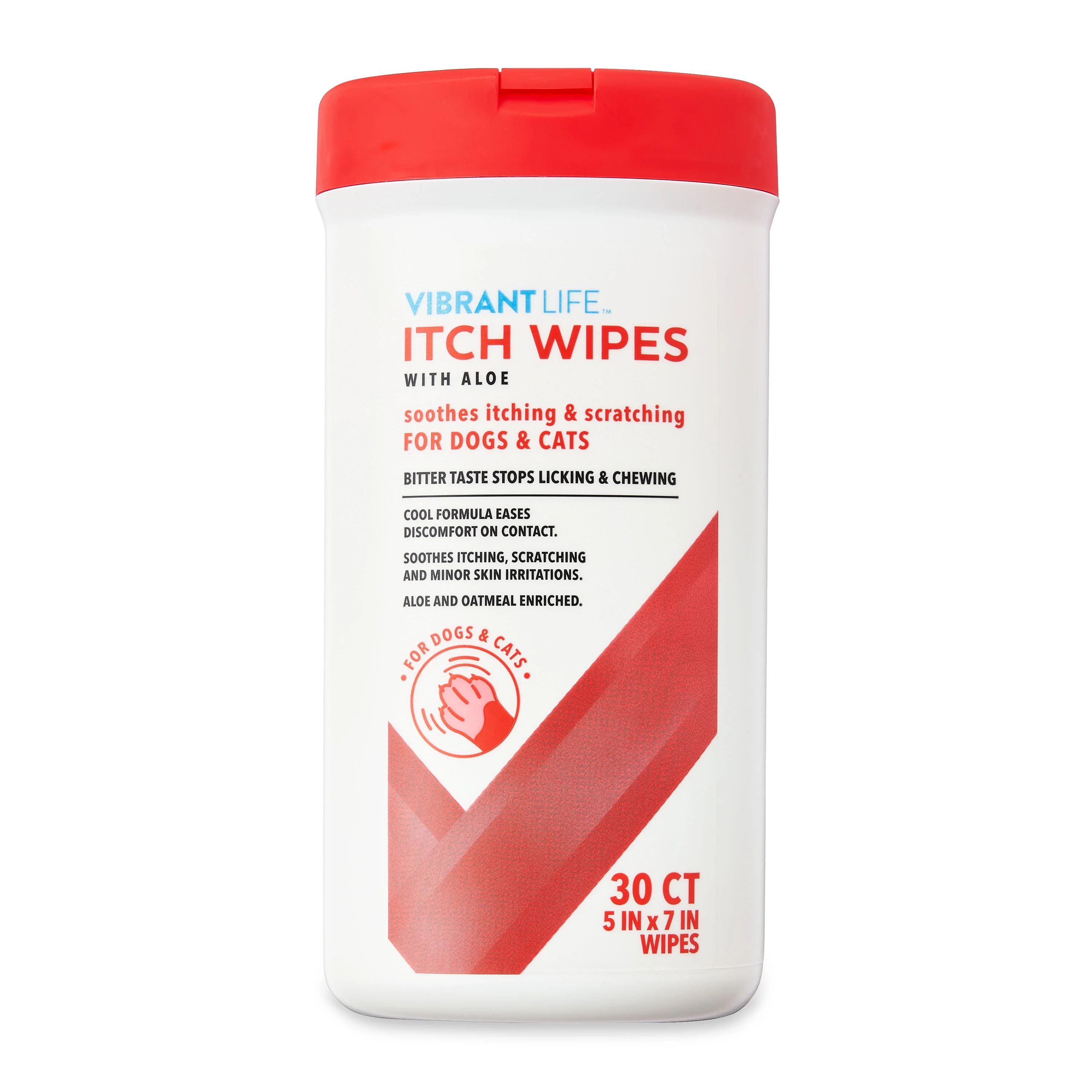 Vibrant Life Itch Wipes with Aloe for Cats & Dogs, 30ct - Walmart.com | Walmart (US)