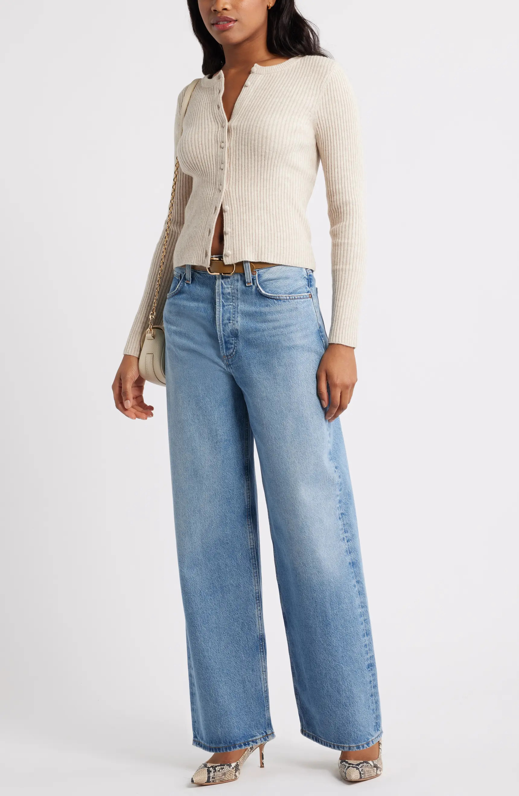 Ribbed Crewneck Cardigan | Nordstrom
