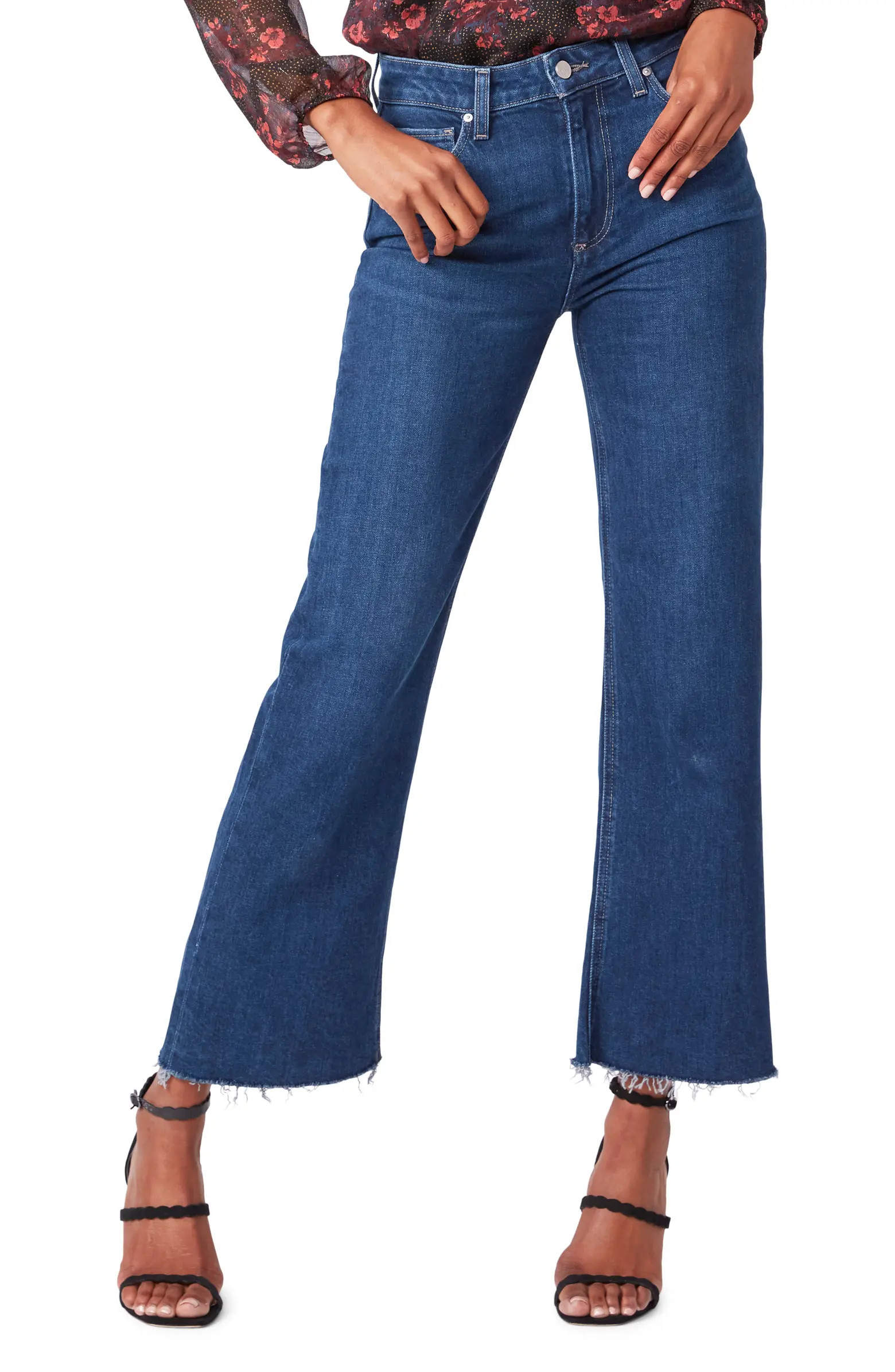 Leena High Waist Raw Hem Wide Leg Jeans | Nordstrom