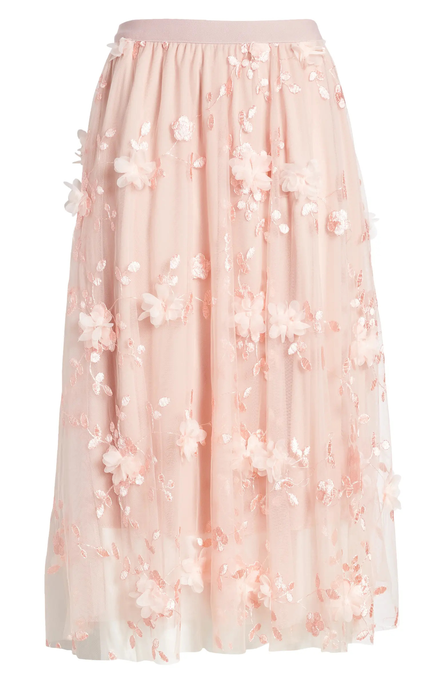 Audra Floral Appliqué Chiffon Maxi Skirt | Nordstrom