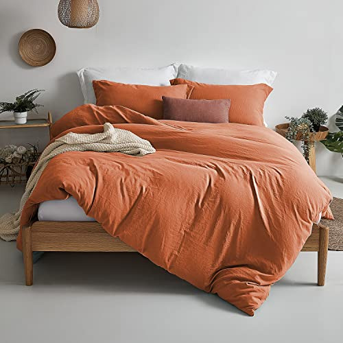 MILDLY Super Soft Duvet Cover - 100% Washed Microfiber Rust Comforter Cover Set 3 Pieces with Zipper Closure & Corner Ties (No Comforter) | Amazon (US)