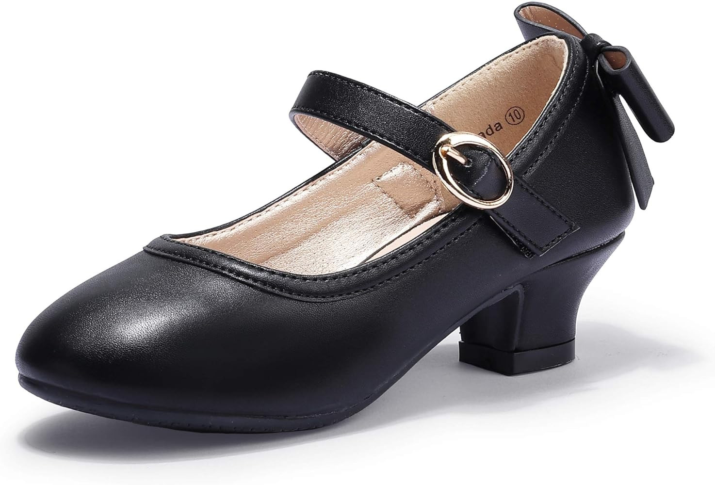 PANDANINJIA Girls Toddler/Little Kid Jada Dress Mary Jane Pumps with Heels Bow Party Wedding Prin... | Amazon (US)