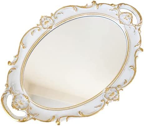 Schonee Schones Geschaft Decorative Mirror Tray, Makeup Jewelry Perfume Organizer, Vintage Oval D... | Amazon (US)