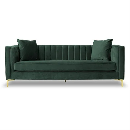 Mid Century Modern Kali Green Velvet Sofa | Walmart (US)