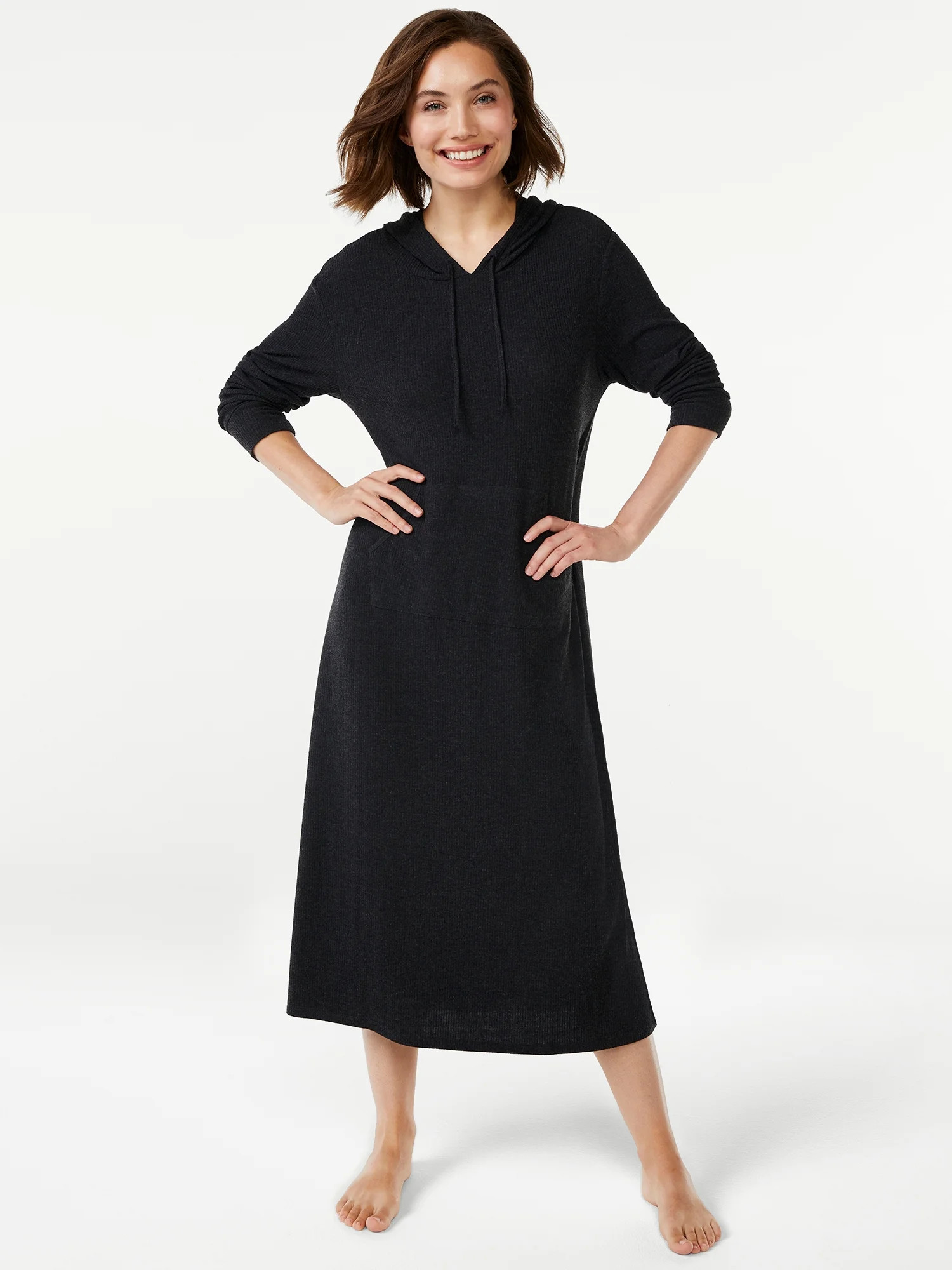Joyspun Women's Hooded Midi Sleep Chemise, Sizes up to 3X - Walmart.com | Walmart (US)