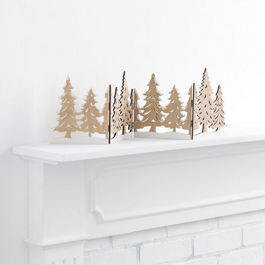 Laser Cut Wood Winter Trees Folding Panel Decor by World Market | World Market