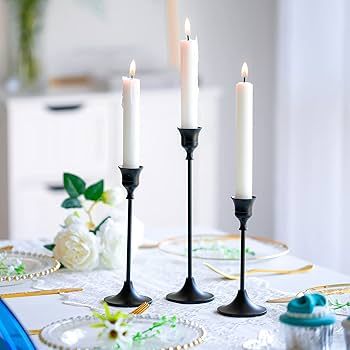 Romadedi Candlestick Holder Matte Black Candle Holder Set of 3 Decorative Candle Holder for Taper... | Amazon (US)