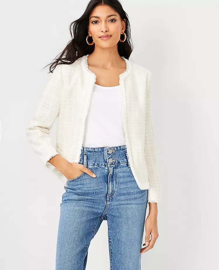 Braided Trim Tweed Jacket | Ann Taylor (US)
