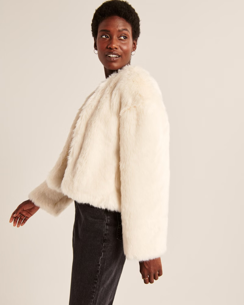 Cropped Faux Fur Jacket | Abercrombie & Fitch (US)