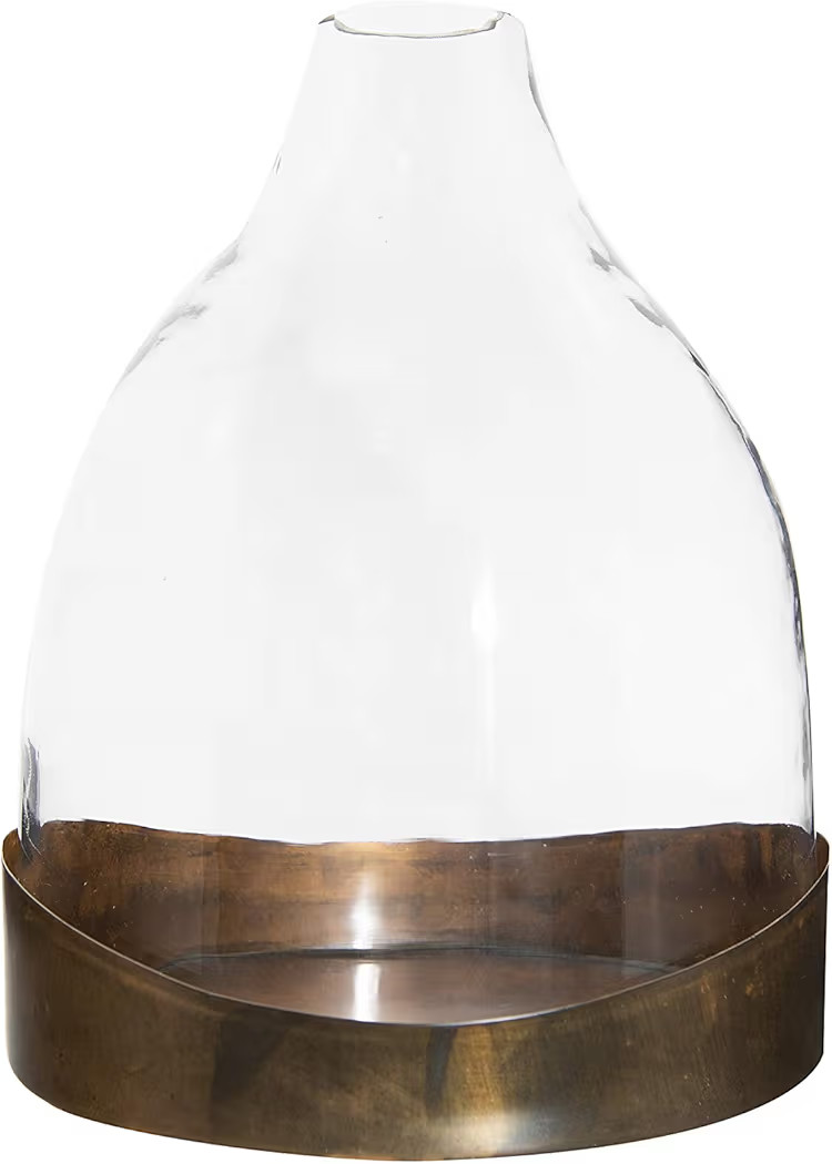 Creative Co-Op Decorative Glass Cloche with Metal Tray, Clear and Copper | Amazon (US)
