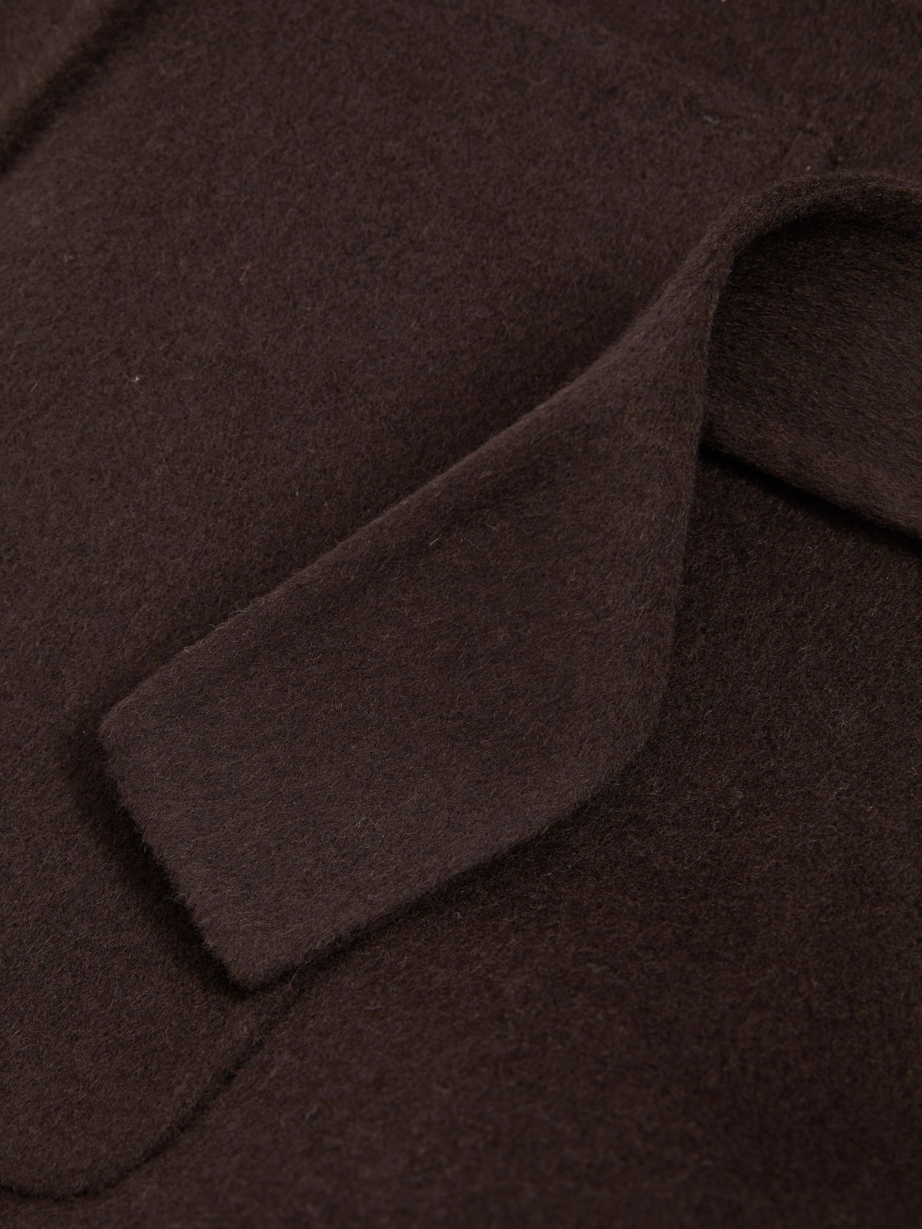 Reiss Wool-Blend Double-Breasted Blindseam Coat in Chocolate - REISS | Reiss UK