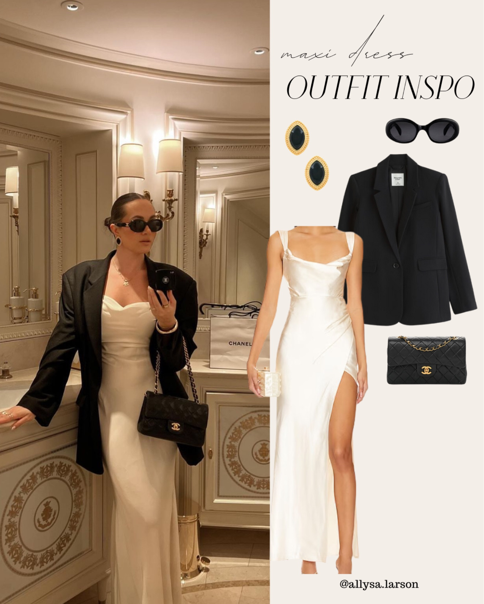 Chic neutral maxi dress styled with a black blazer and black & gold accessories 

Dress is from @marbl.ae on ig but linking similar options below

#LTKSeasonal #LTKItBag #LTKStyleTip