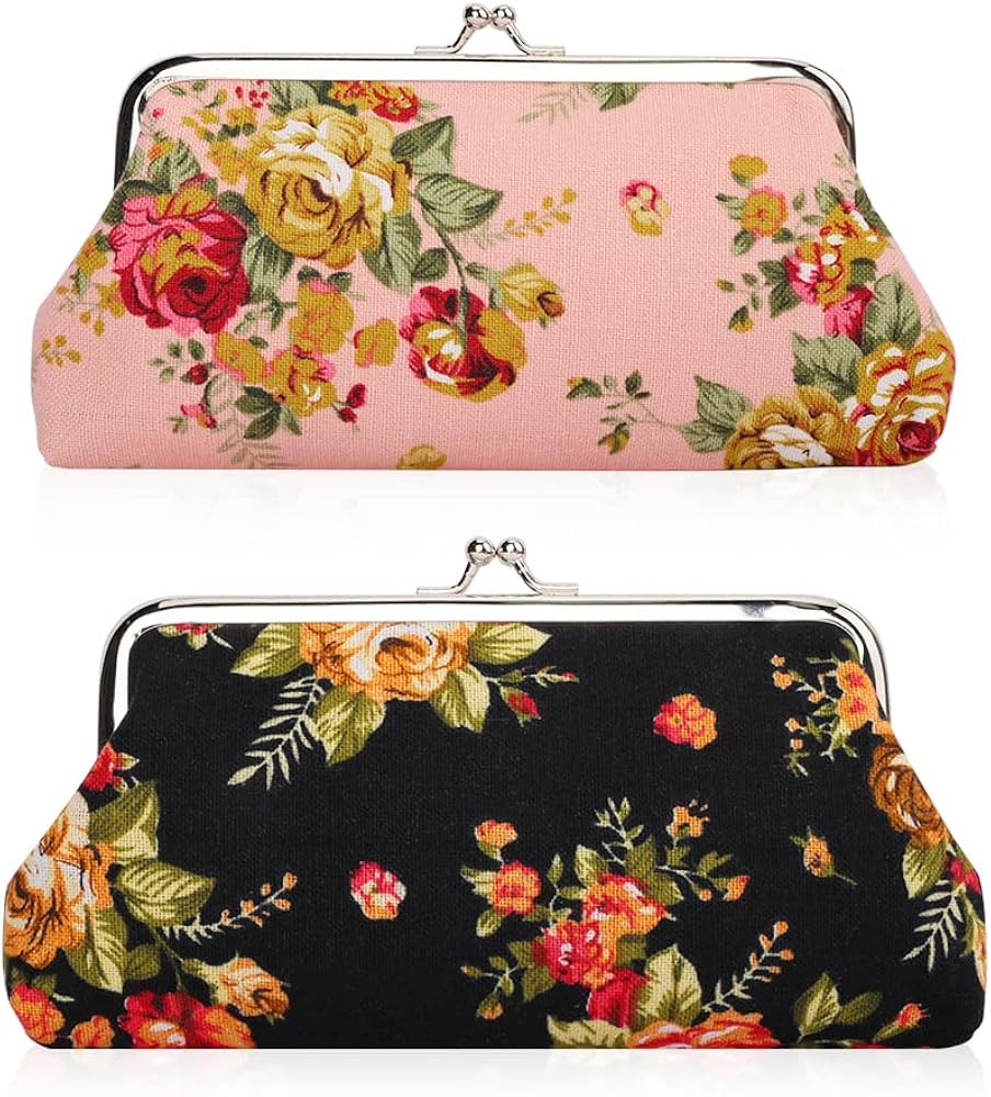Oyachic 2 Packs Large Coin Purse Floral Cell Phone Pouch Clasp Wallet Handbags Change Pouch Clutc... | Amazon (US)