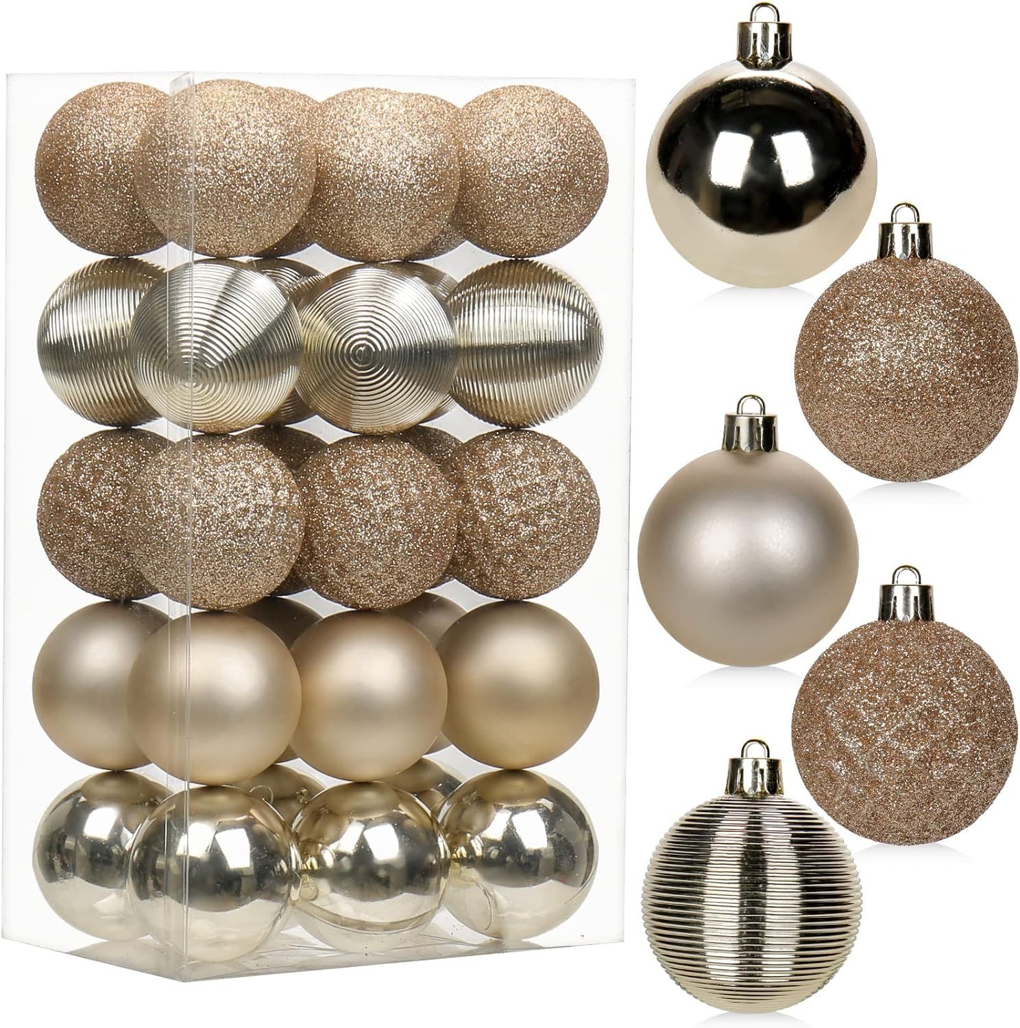 30PCS 2" Christmas Ball Ornaments Shatterproof Champagne Christmas Tree Decorations Xmas Tree Bal... | Amazon (US)