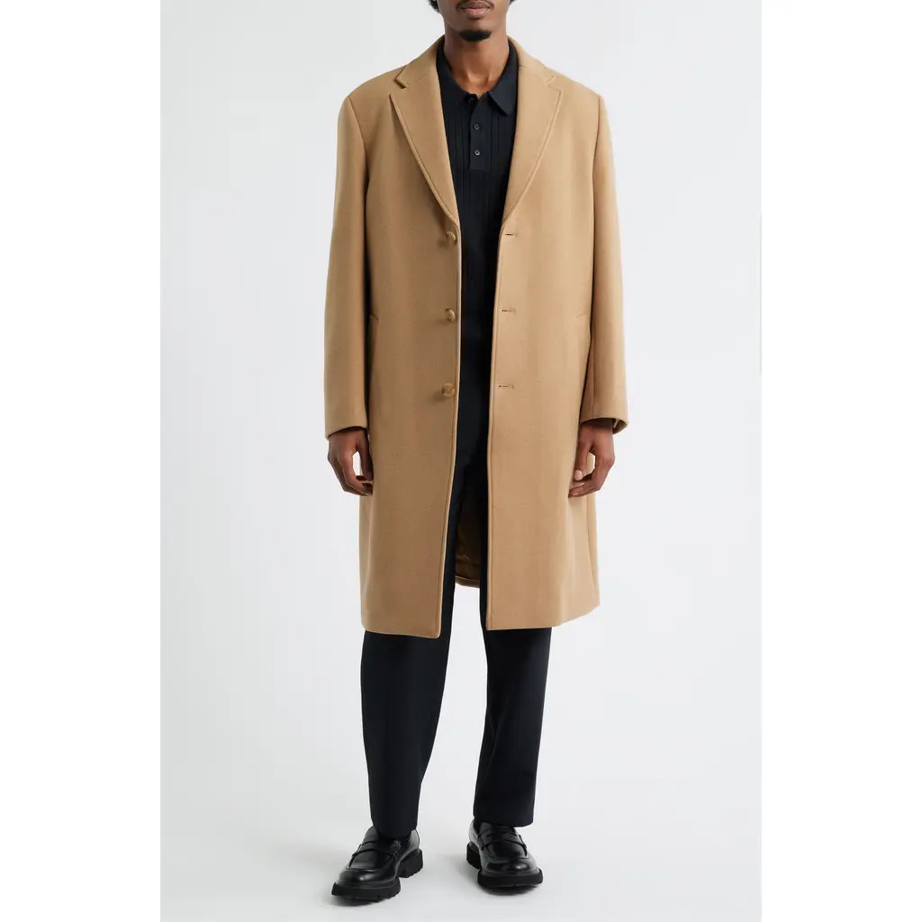 Open Edit Wool Blend Melton Overcoat in Tan Tiger at Nordstrom, Size Xx-Large | Nordstrom
