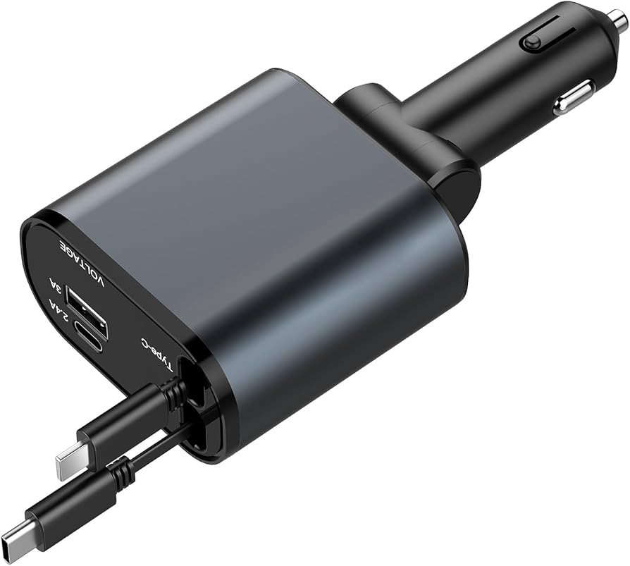 Retractable Car Charger,4 in 1 Fast Charger,Car Adapter with Retractable Cables and Dual USB Port... | Amazon (US)