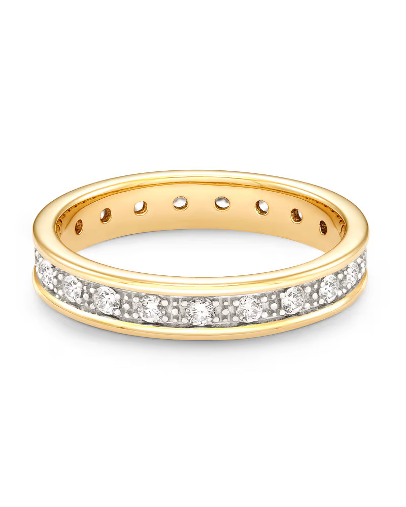 Drew 14k Yellow Gold Band Ring in White Diamond | Kendra Scott