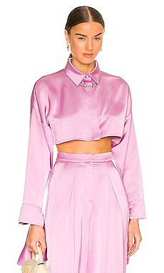 SELMACILEK Tie Detail Crop Shirt in Purple from Revolve.com | Revolve Clothing (Global)