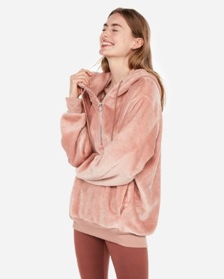Express One Eleven Oversized Velour Hoodie | Express