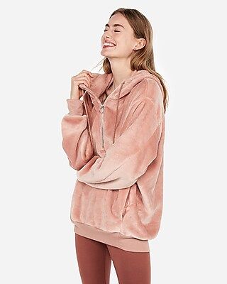 Express One Eleven Oversized Velour Hoodie | Express