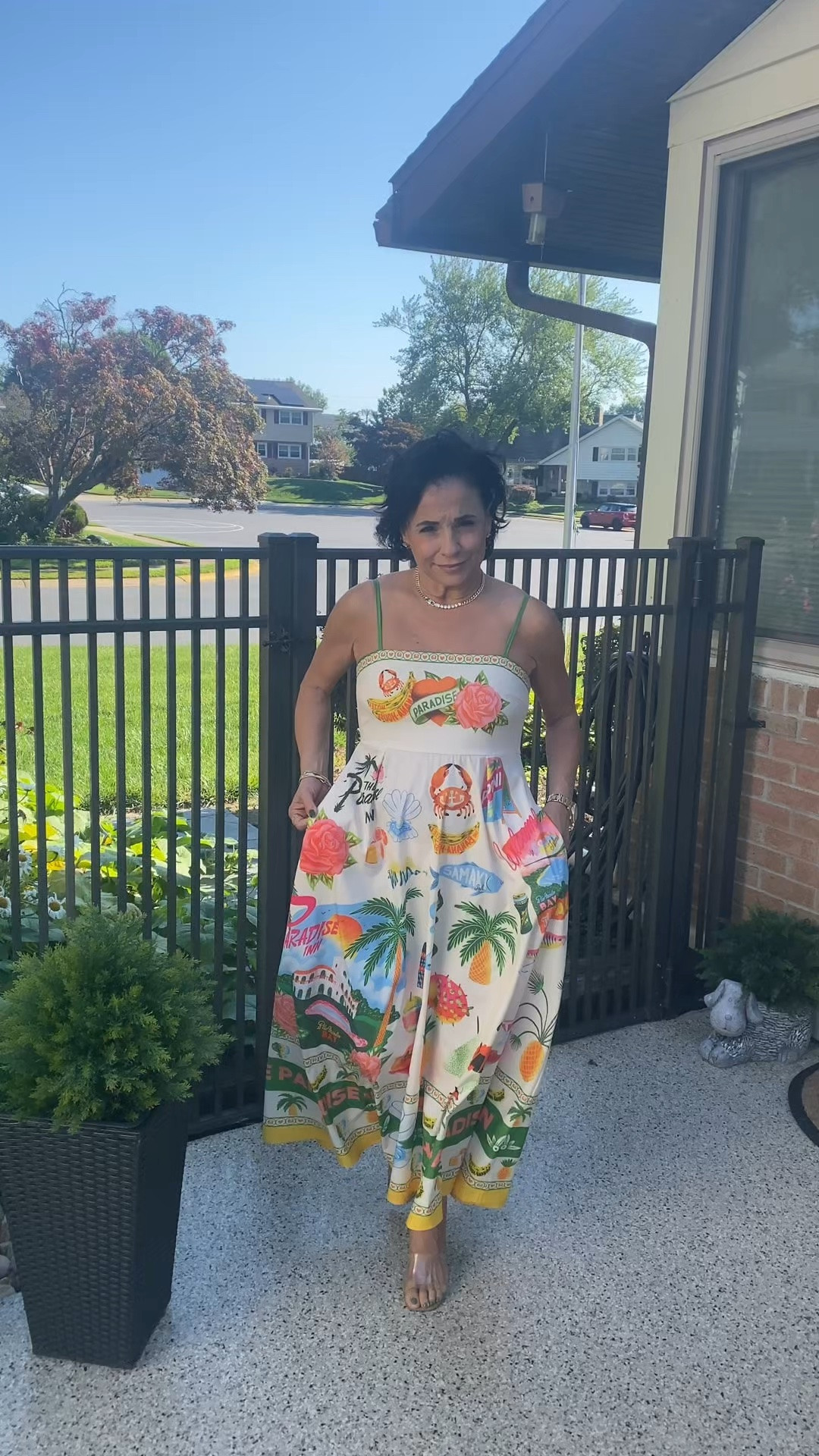Summer love would be sundresses for me!  This vacation themed dress is stunningly beautiful, colorful, light, so flowly!

Don’t forget to pack this one for your next trip.

Comment “flowly” for details.  

#dress #vacation #womenover50 #affordable 
#Ifeelpretty 
earns commission

#LTKPetite #LTKgrwm