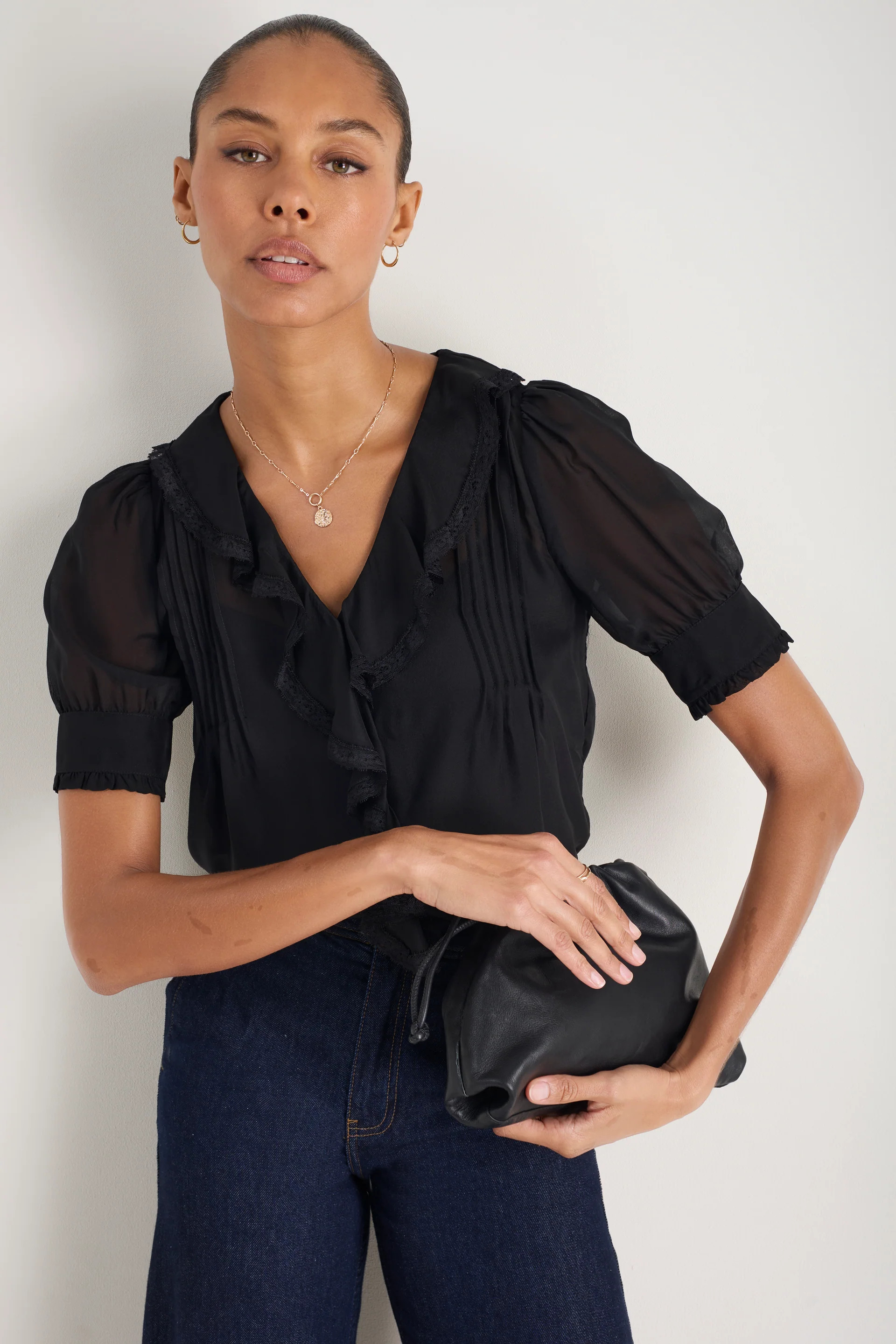 Laurent Silk Blouse - Black | WYSE London