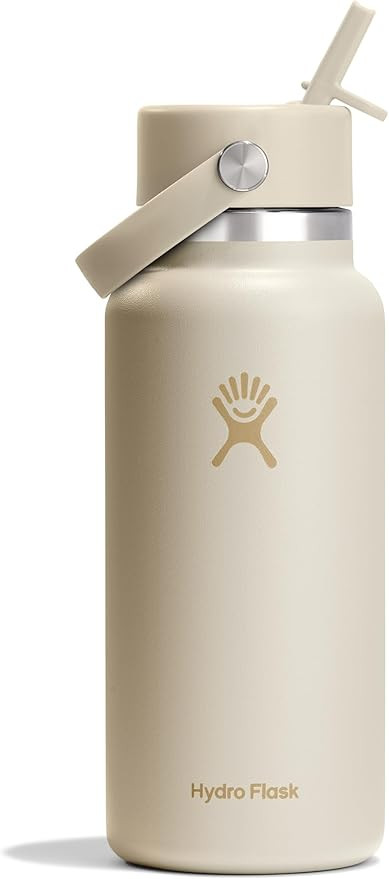Hydro Flask 32 Oz Stainless Steel Wide Mouth Water Bottle with Leakproof Flex Straw Cap, Coconut | Amazon (CA)