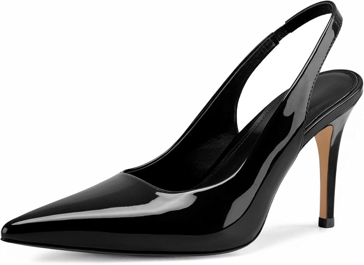 heelchic Slingback Heels for Women Pointed Toe Stiletto Heel Closed Toe Pumps Slip on High Heels ... | Amazon (US)