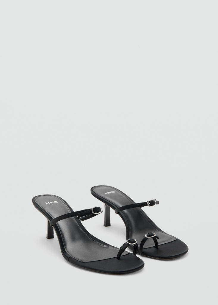 Heeled sandal with satin straps black - Woman - 6½ - MANGO | Mango (US/MX/AU)