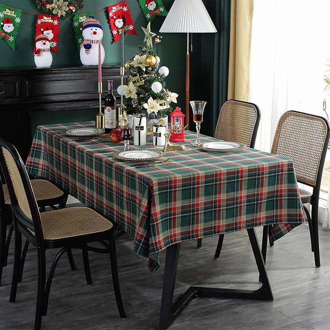 ZIQINPSQ Dining Room Rectangle Fabric Tablecloth, British Style Plaid Print Tablecloth,Christmas ... | Amazon (US)