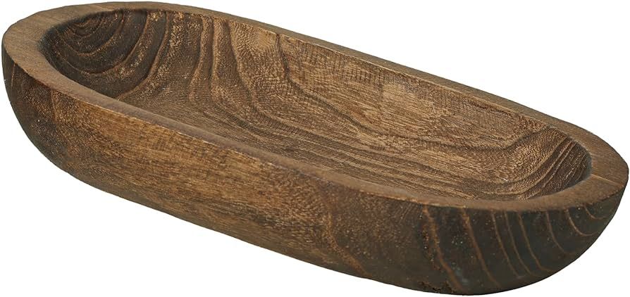 Decorative Wooden Dough Bowl – 15 Inch Large Hand Carved Rustic Wood Tray for Home Decor, Kitch... | Amazon (US)
