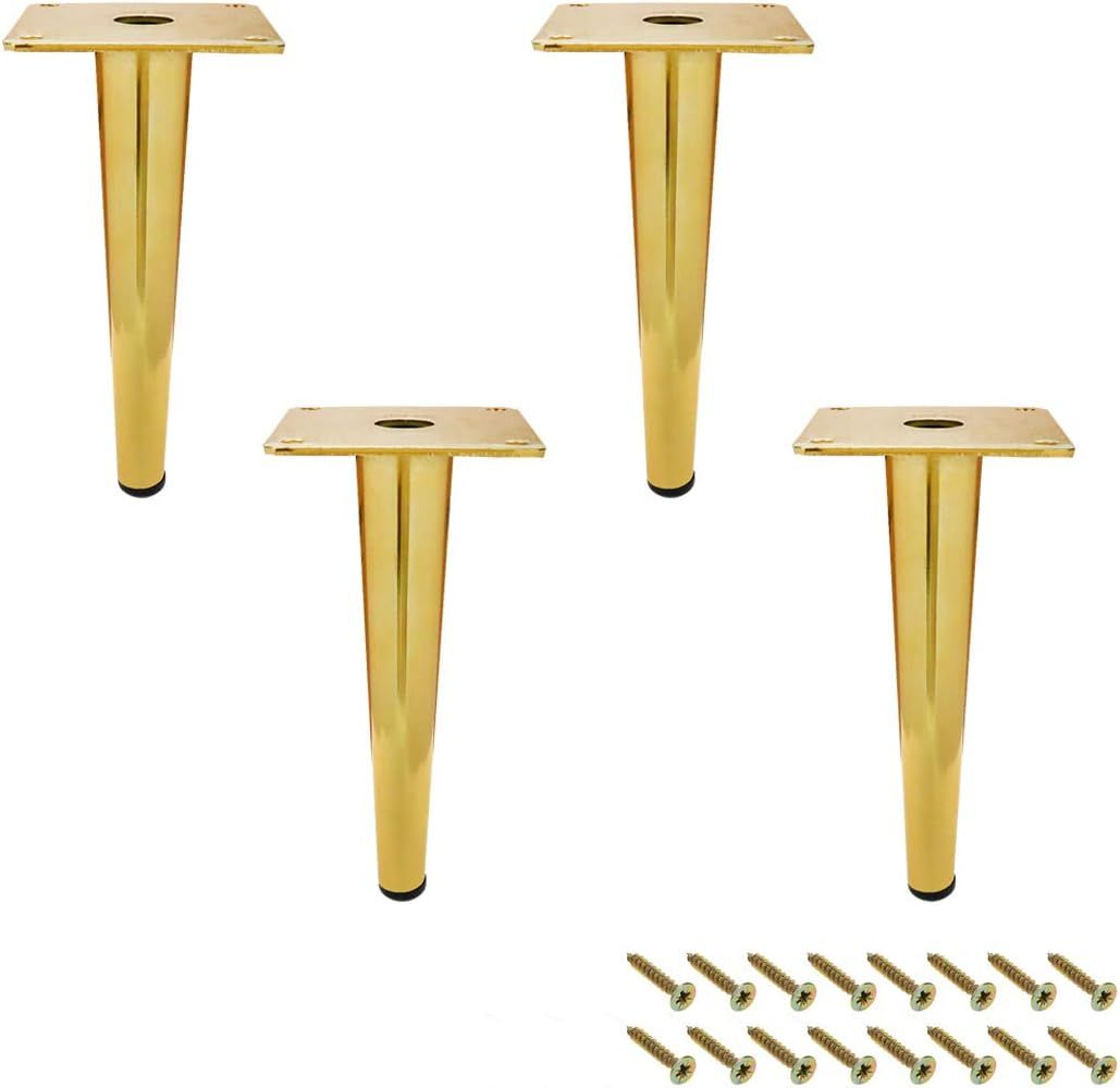 Geesatis 4 pcs Round Tall Sleek Tapered Furniture Legs Cabinet Cupboard Table Modern Style Metal ... | Amazon (US)