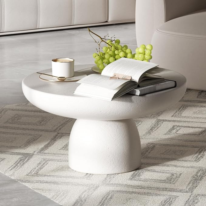 Modern 24" Round Concrete Coffee Table – Glass Fiber Cylindrical Base, Drum Center Table & Circ... | Amazon (US)