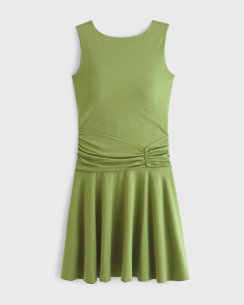 Bra-Free Ruched Knit Mini Dress | Abercrombie & Fitch (US)