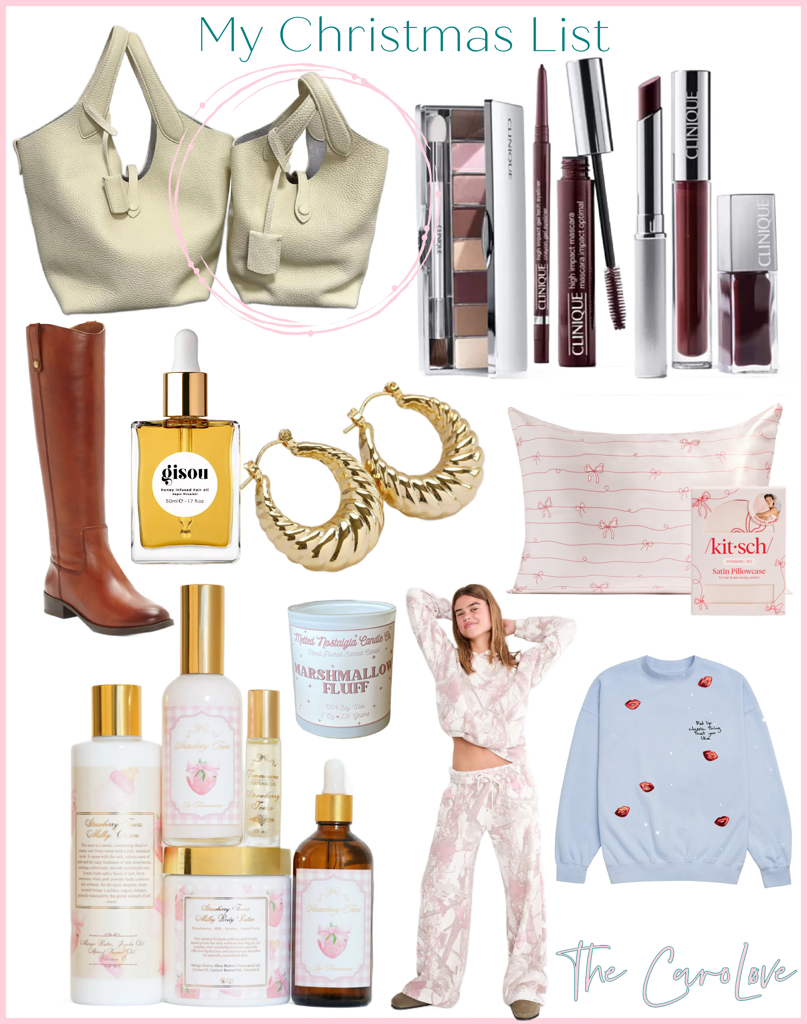Not saying I need anything, but here’s my cozy, dreamy Christmas list this year ✨ From a small ivory tote I can’t stop thinking about to gold croissant earrings and the softest loungewear—these are the little things making my heart happy right now 💕 

 #LTKGiftGuide #LTKHoliday #LTKselfcare