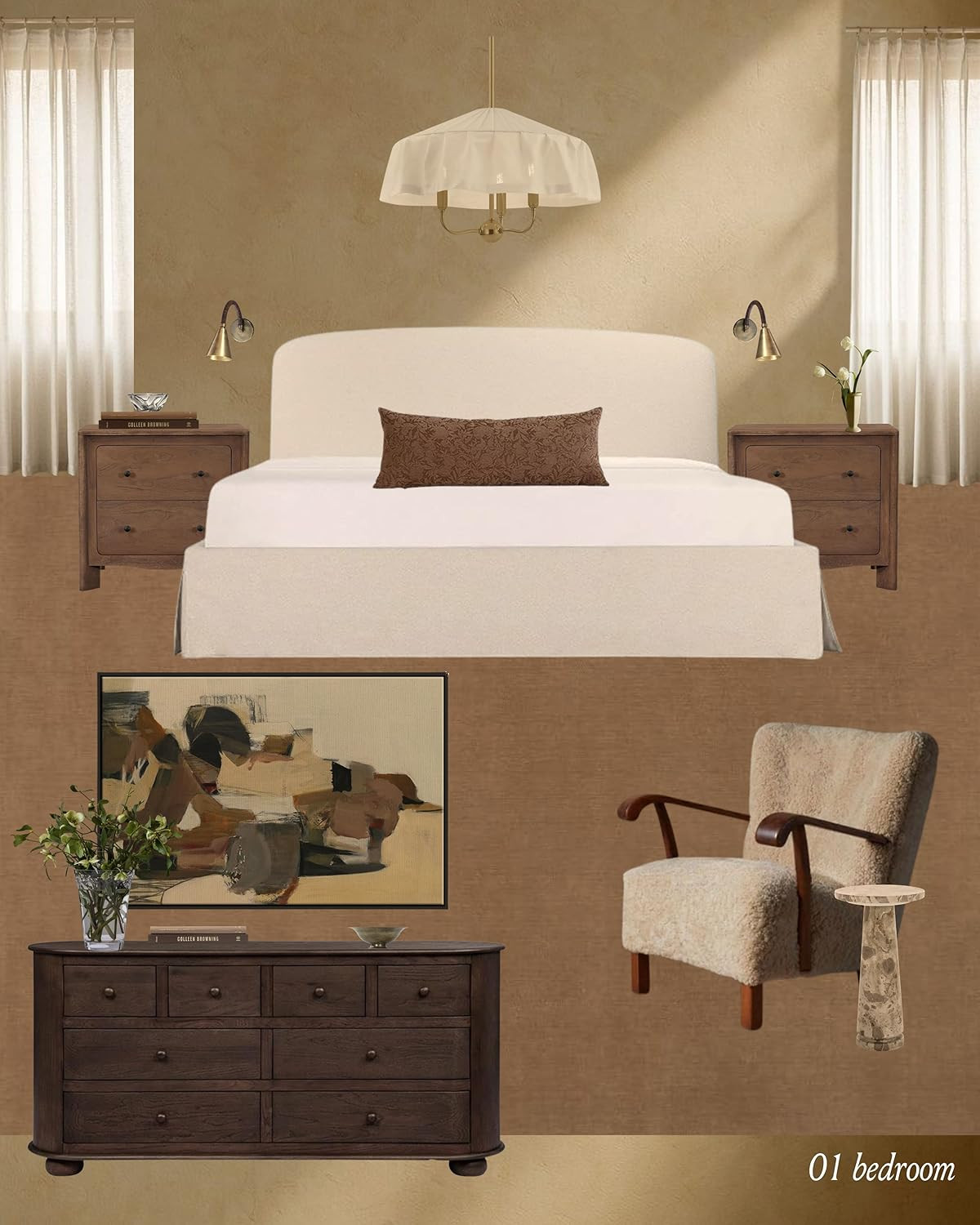 Renditions Gallery Canvas Wall Art Modern Home Prints Rustic Brown Mesa Grande Abstract White Flo... | Amazon (US)