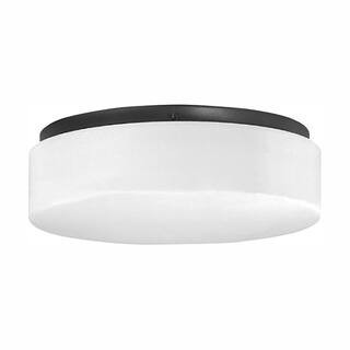 11 in. LED Drums 21-Watt Black Integrated LED Flush Mount for Garage and Pantry | The Home Depot