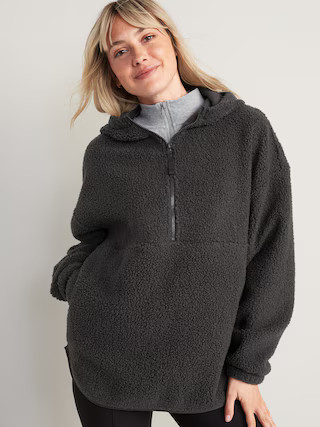 Cozy Sherpa Half-Zip Tunic Hoodie for Women | Old Navy (US)