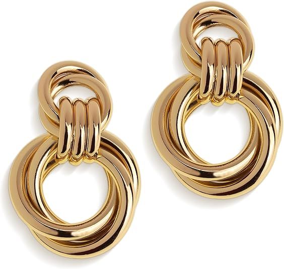 Frigotine Chunky Gold Geometric Dangle Drop Earrings for Women Girls, Statement Lightweight Round... | Amazon (US)