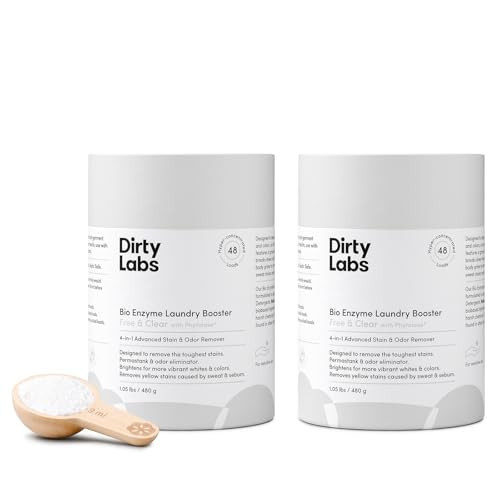 Dirty Labs | Scent Free | Bio Enzyme Laundry Booster | 2-Pack = 96 Loads | Hyper Concentrated | High Efficiency & Standard Machine Washer | Nontoxic, Biodegradable | Stain & Odor Removal Booster | Amazon (US)