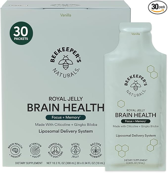 Nootropic Brain Supplement by Beekeeper's Naturals, 500mg Citocoline, Ginkgo Biloba, Bacopa Monni... | Amazon (US)