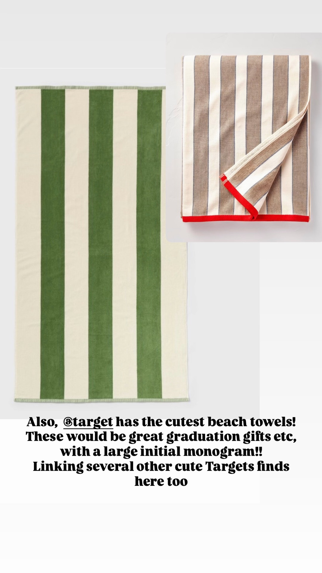 @Target summertime. The cutest beach towels 

Would make a great hard gift!! Place one large monogram initial on it! 

Graduation gifts

#LTKSeasonal #LTKmomlife #LTKHome