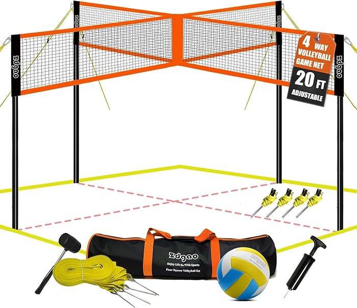 Zdgao 14 ft/20 ft 4-Way Volleyball and Badminton Combo Net with Soft Volleyball, Rubber Hammer an... | Amazon (US)